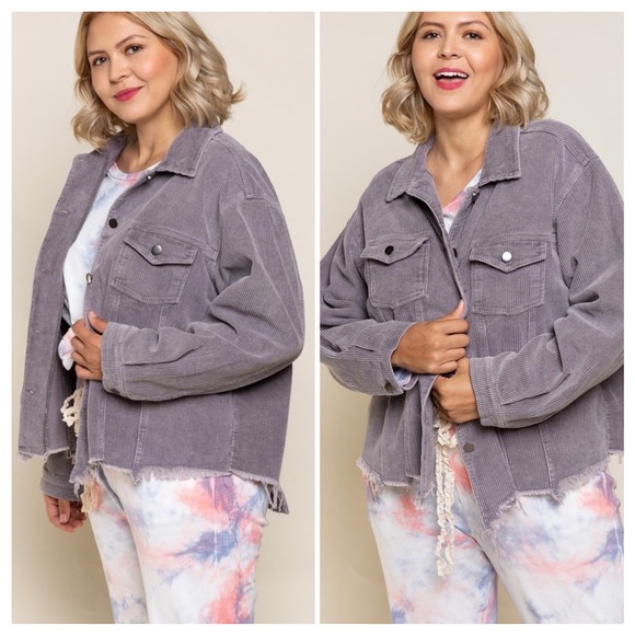 POL Jackets & Blazers - POL PLUS Basic Vintage Charcoal Corduroy Jacket